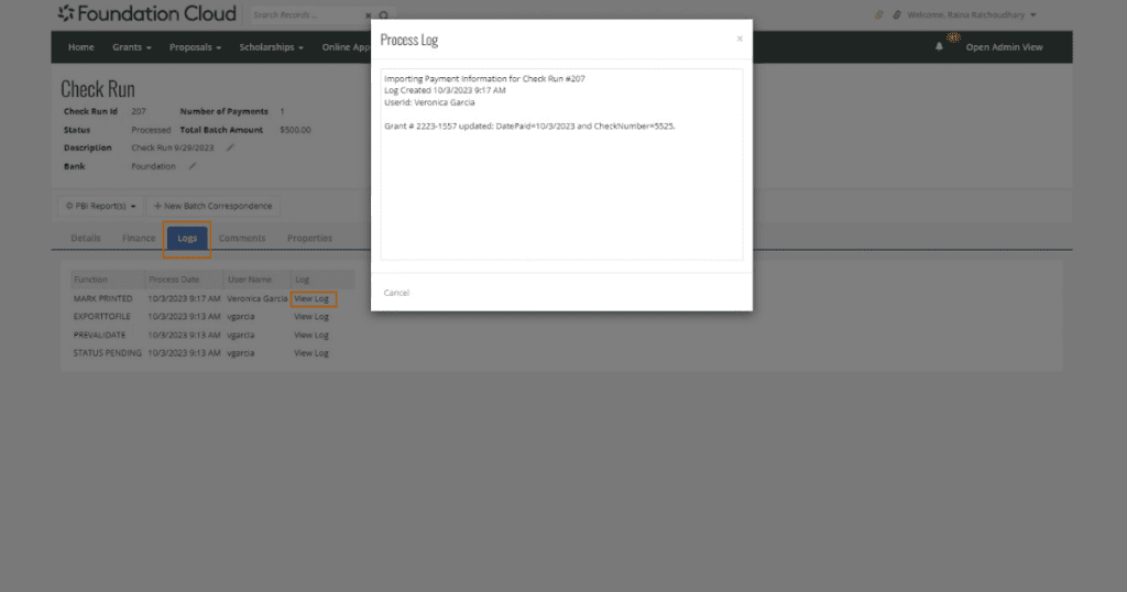 Foundation Cloud check run log