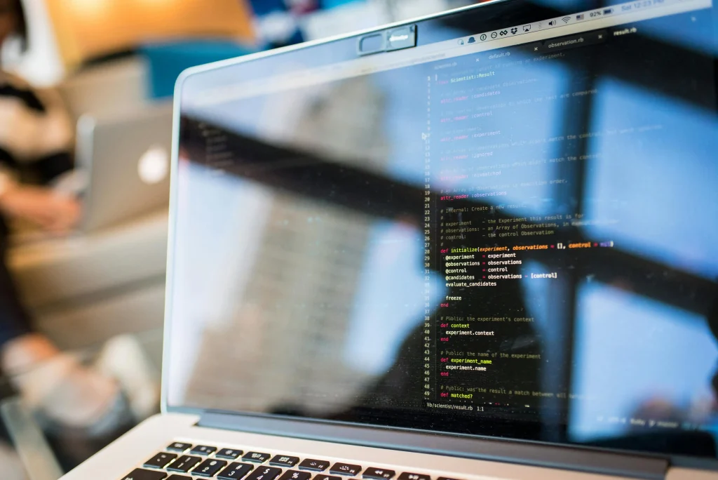 computer screen with code
